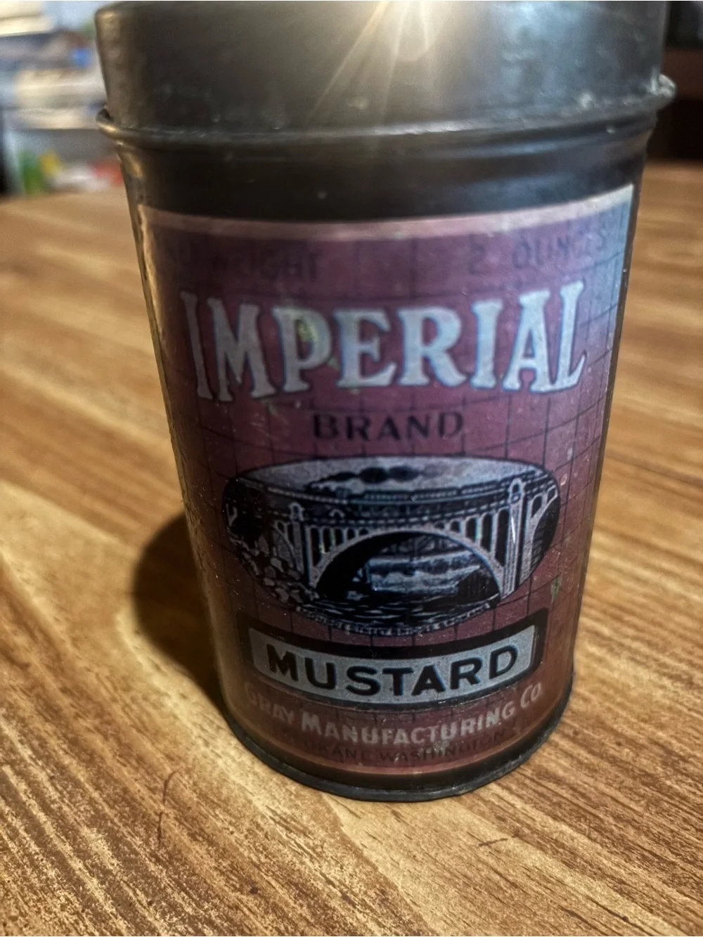 Antique Mustard Tin - Vintage-Style Red Kitchen Accent